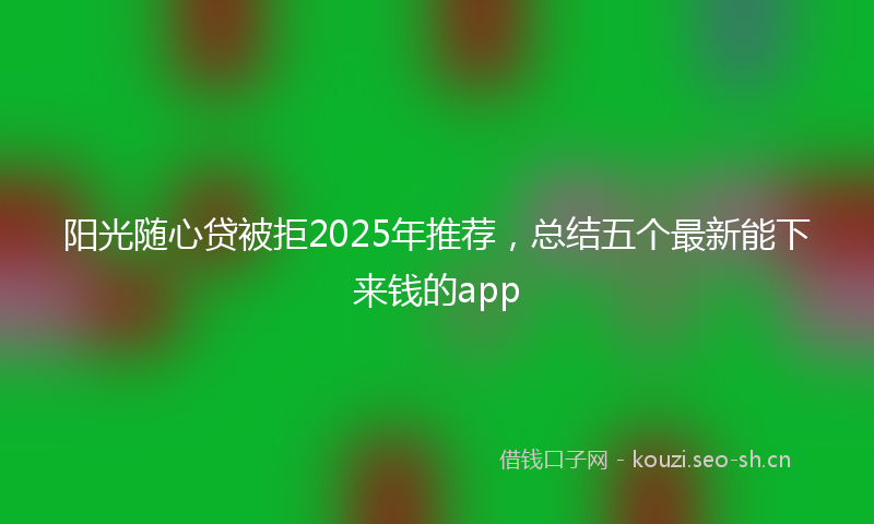 阳光随心贷被拒2025年推荐，总结五个最新能下来钱的app