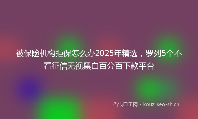 被保险机构拒保怎么办2025年精选，罗列5个不看征信无视黑白百分百下款平台