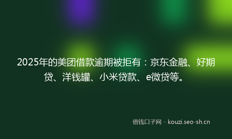2025年的美团借款逾期被拒有：京东金融、好期贷、洋钱罐、小米贷款、e微贷等。