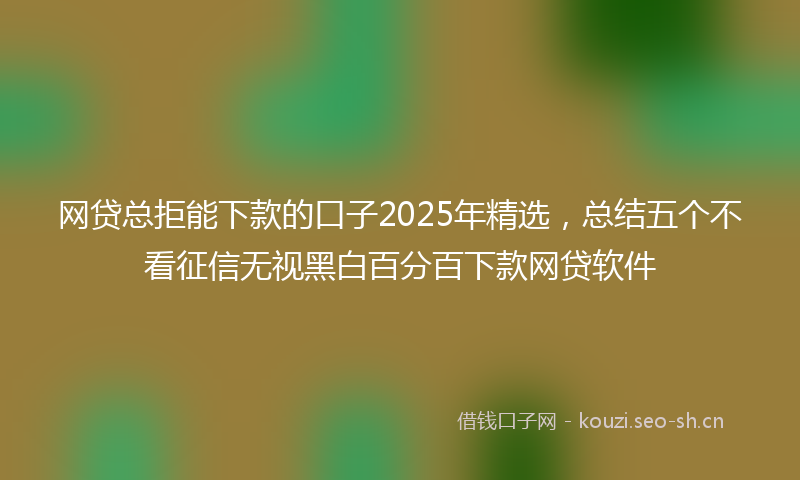 网贷总拒能下款的口子2025年精选，总结五个不看征信无视黑白百分百下款网贷软件