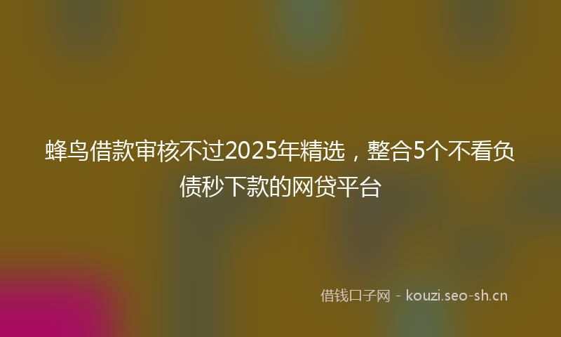 蜂鸟借款审核不过2025年精选，整合5个不看负债秒下款的网贷平台