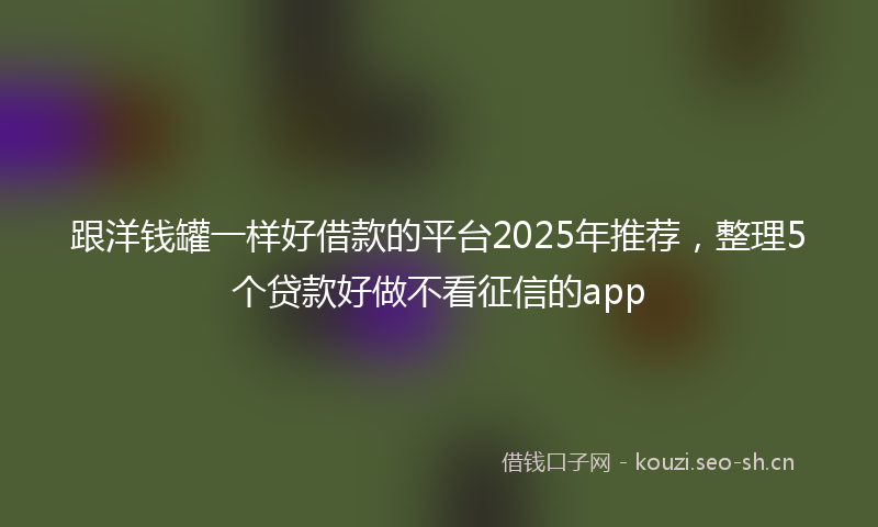 跟洋钱罐一样好借款的平台2025年推荐，整理5个贷款好做不看征信的app