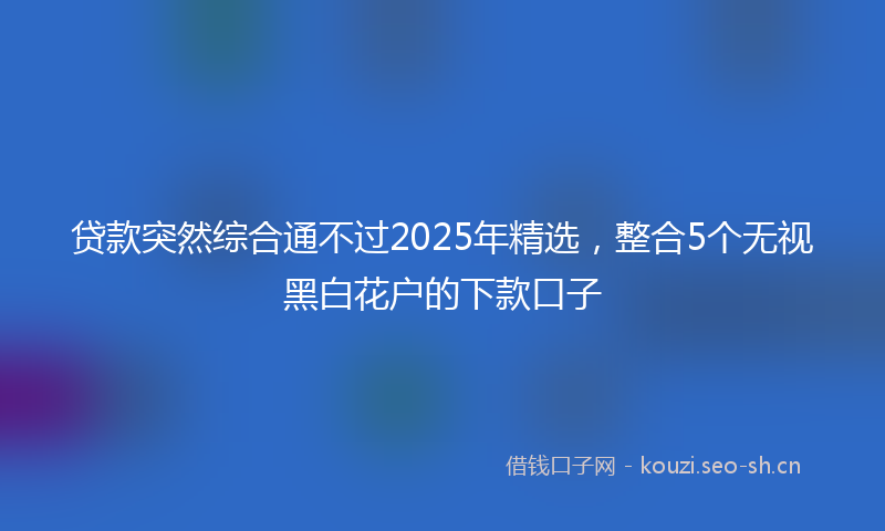 贷款突然综合通不过2025年精选，整合5个无视黑白花户的下款口子