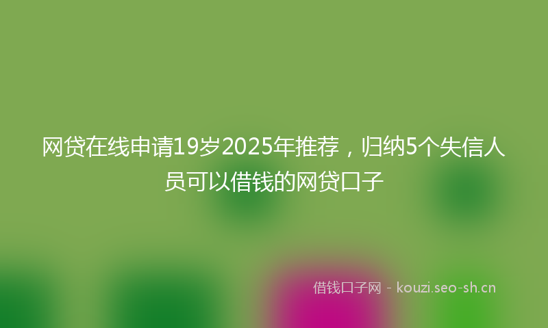网贷在线申请19岁2025年推荐，归纳5个失信人员可以借钱的网贷口子