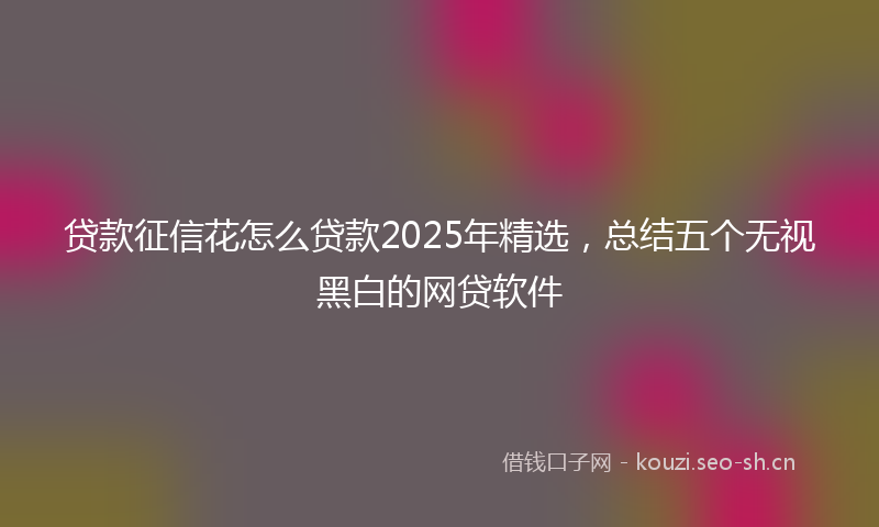 贷款征信花怎么贷款2025年精选，总结五个无视黑白的网贷软件