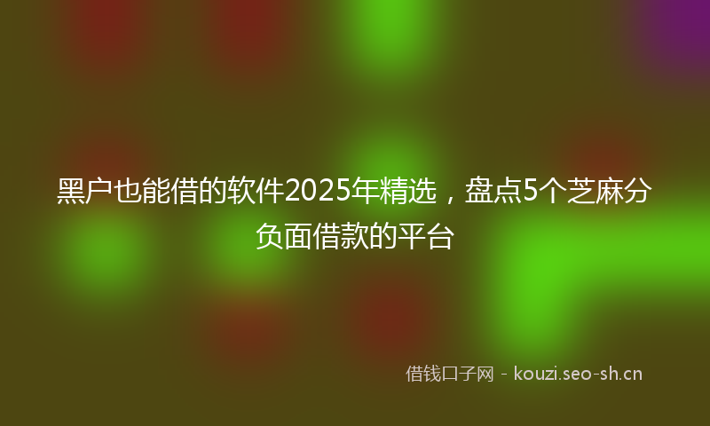 黑户也能借的软件2025年精选，盘点5个芝麻分负面借款的平台