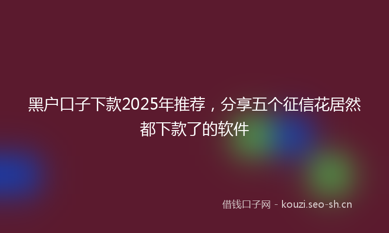 黑户口子下款2025年推荐，分享五个征信花居然都下款了的软件