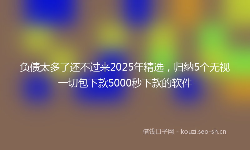 负债太多了还不过来2025年精选，归纳5个无视一切包下款5000秒下款的软件