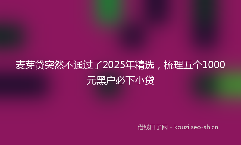 麦芽贷突然不通过了2025年精选，梳理五个1000元黑户必下小贷