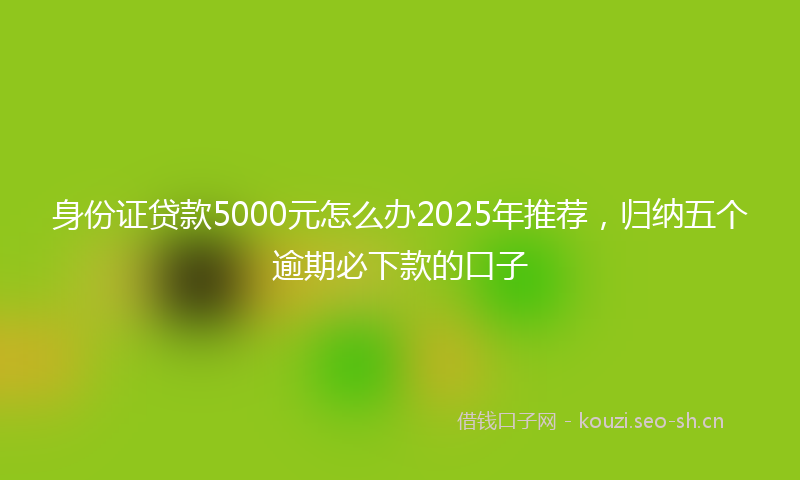 身份证贷款5000元怎么办2025年推荐，归纳五个逾期必下款的口子