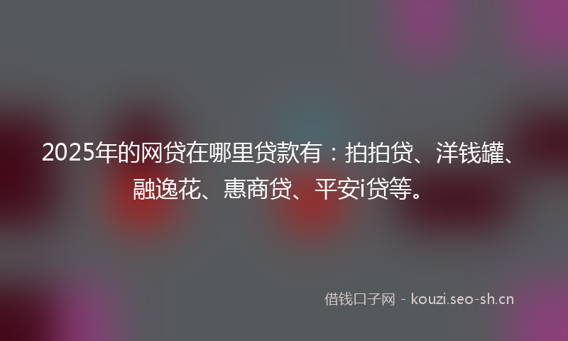 2025年的网贷在哪里贷款有：拍拍贷、洋钱罐、融逸花、惠商贷、平安i贷等。
