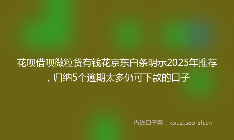 花呗借呗微粒贷有钱花京东白条明示2025年推荐，归纳5个逾期太多仍可下款的口子