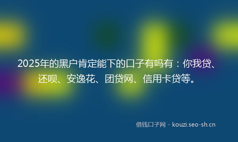2025年的黑户肯定能下的口子有吗有：你我贷、还呗、安逸花、团贷网、信用卡贷等。