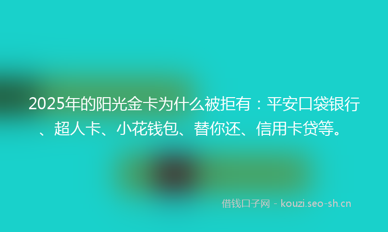 2025年的阳光金卡为什么被拒有：平安口袋银行、超人卡、小花钱包、替你还、信用卡贷等。