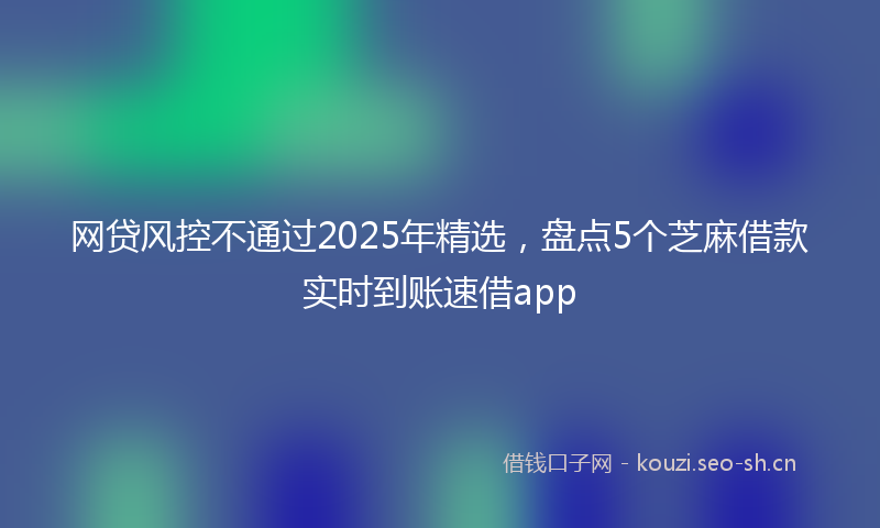 网贷风控不通过2025年精选，盘点5个芝麻借款实时到账速借app