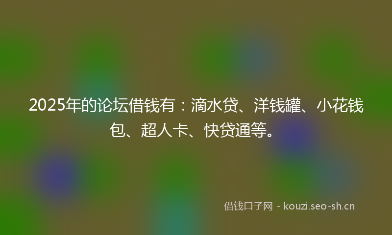 2025年的论坛借钱有：滴水贷、洋钱罐、小花钱包、超人卡、快贷通等。