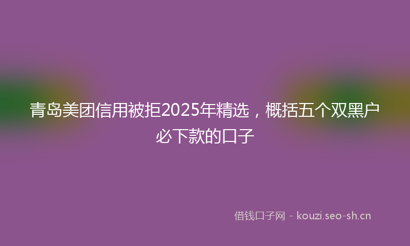 青岛美团信用被拒2025年精选，概括五个双黑户必下款的口子