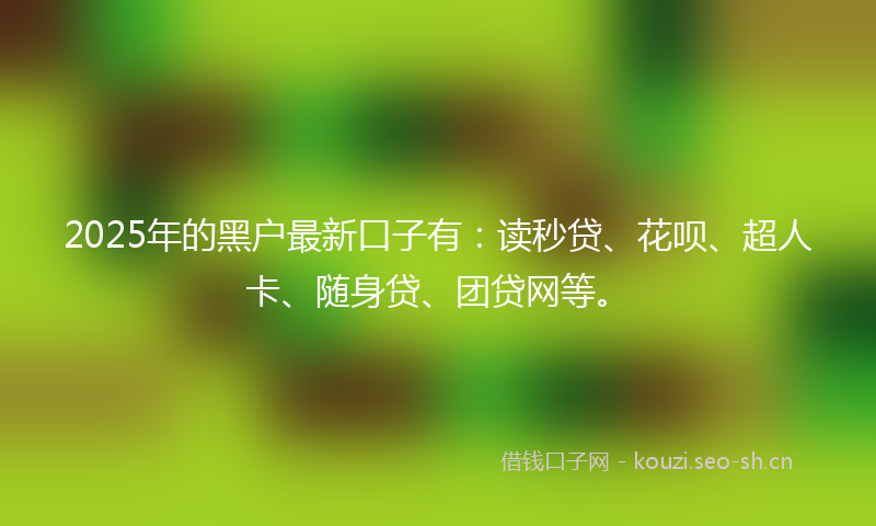 2025年的黑户最新口子有：读秒贷、花呗、超人卡、随身贷、团贷网等。
