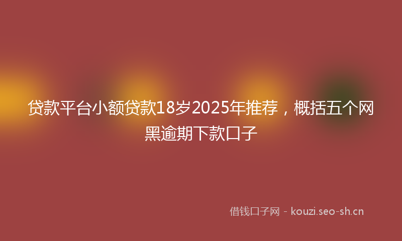 贷款平台小额贷款18岁2025年推荐，概括五个网黑逾期下款口子