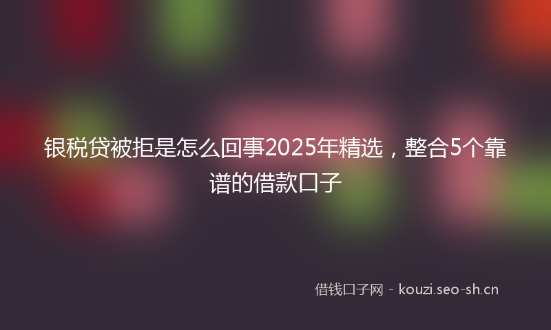 银税贷被拒是怎么回事2025年精选，整合5个靠谱的借款口子