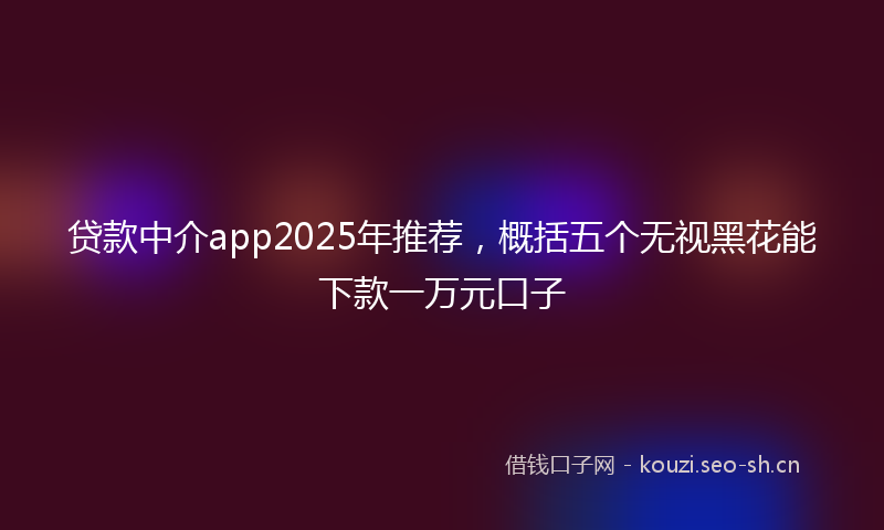 贷款中介app2025年推荐，概括五个无视黑花能下款一万元口子