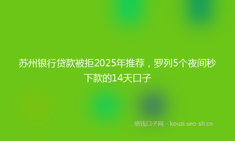 苏州银行贷款被拒2025年推荐，罗列5个夜间秒下款的14天口子