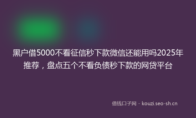 黑户借5000不看征信秒下款微信还能用吗2025年推荐，盘点五个不看负债秒下款的网贷平台