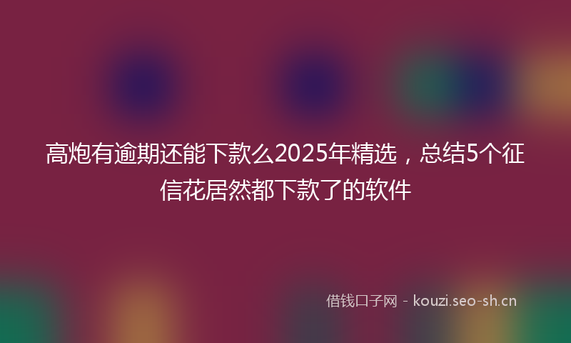 高炮有逾期还能下款么2025年精选，总结5个征信花居然都下款了的软件