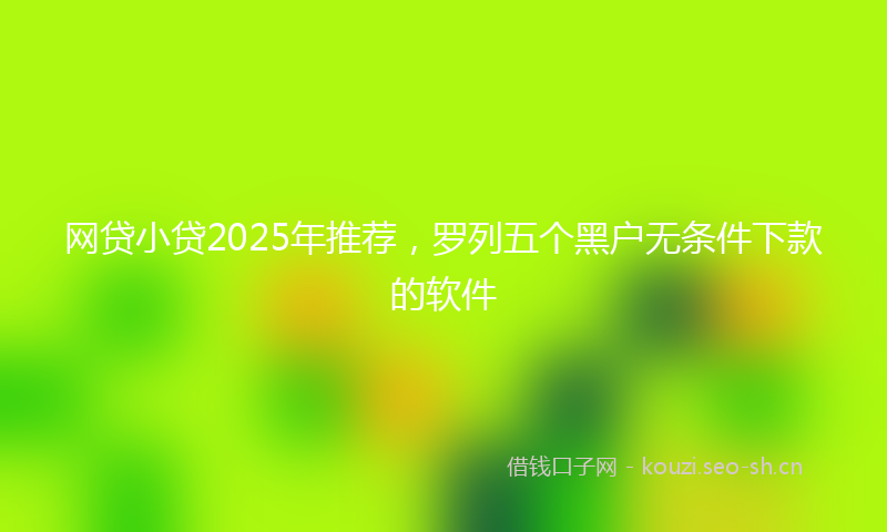 网贷小贷2025年推荐，罗列五个黑户无条件下款的软件