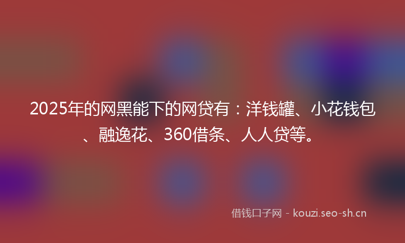 2025年的网黑能下的网贷有：洋钱罐、小花钱包、融逸花、360借条、人人贷等。