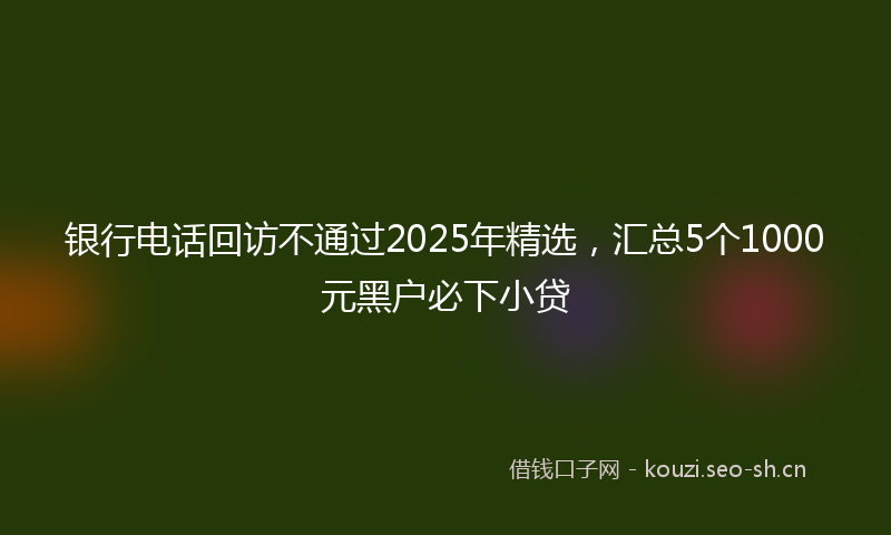 银行电话回访不通过2025年精选，汇总5个1000元黑户必下小贷