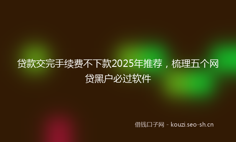 贷款交完手续费不下款2025年推荐，梳理五个网贷黑户必过软件