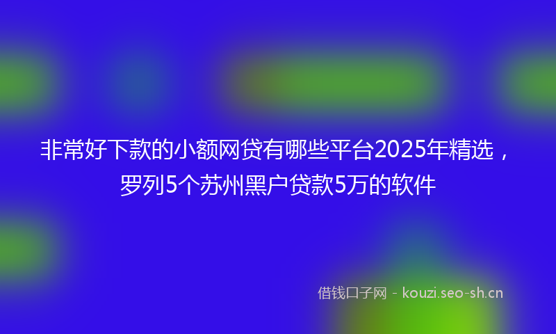 非常好下款的小额网贷有哪些平台2025年精选，罗列5个苏州黑户贷款5万的软件