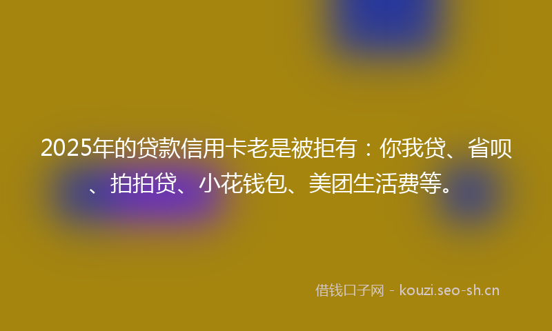 2025年的贷款信用卡老是被拒有：你我贷、省呗、拍拍贷、小花钱包、美团生活费等。