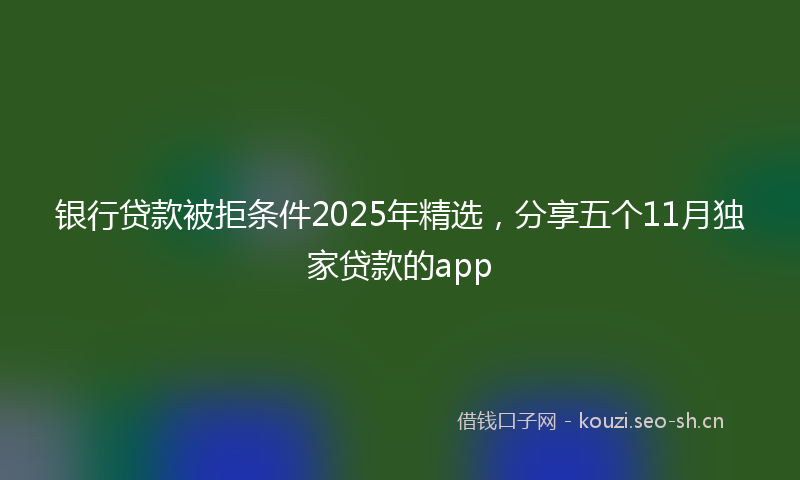 银行贷款被拒条件2025年精选，分享五个11月独家贷款的app