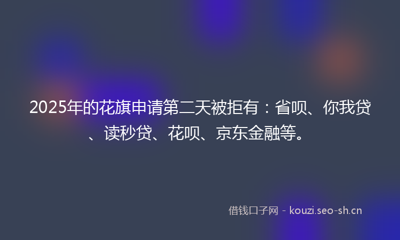 2025年的花旗申请第二天被拒有：省呗、你我贷、读秒贷、花呗、京东金融等。