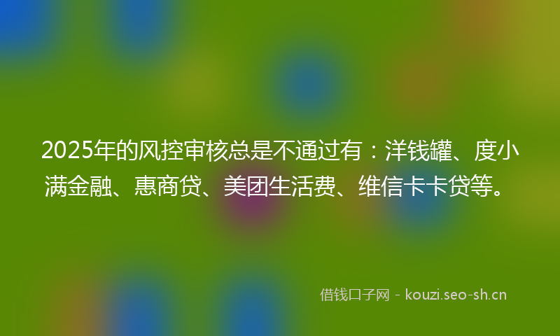 2025年的风控审核总是不通过有：洋钱罐、度小满金融、惠商贷、美团生活费、维信卡卡贷等。