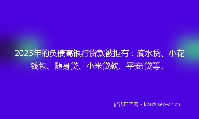 2025年的负债高银行贷款被拒有：滴水贷、小花钱包、随身贷、小米贷款、平安i贷等。