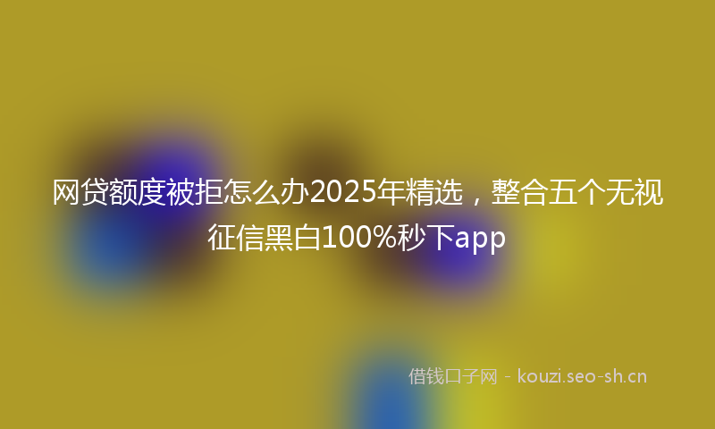 网贷额度被拒怎么办2025年精选，整合五个无视征信黑白100%秒下app