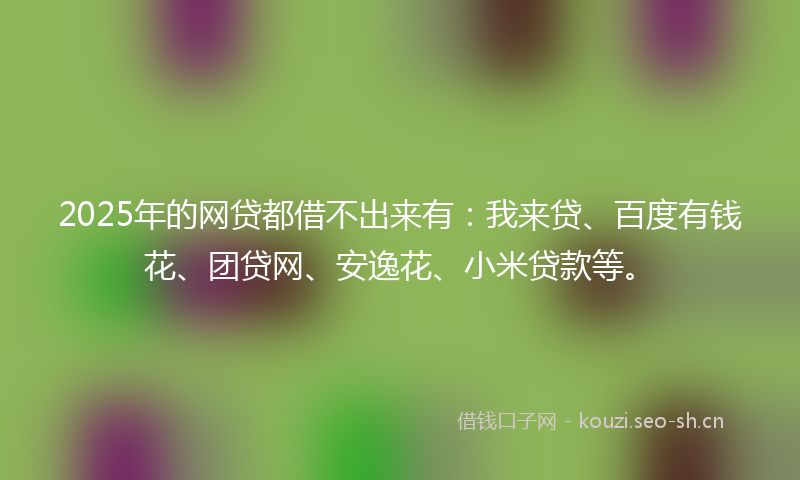 2025年的网贷都借不出来有：我来贷、百度有钱花、团贷网、安逸花、小米贷款等。