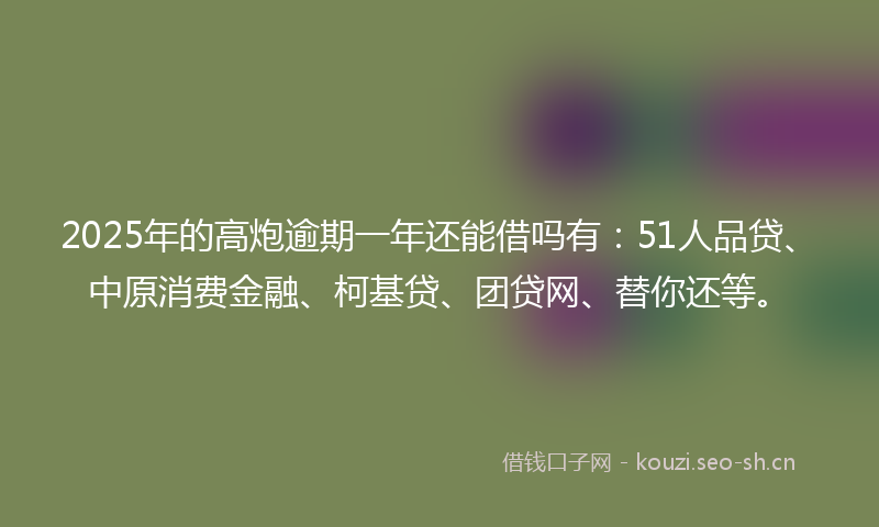 2025年的高炮逾期一年还能借吗有：51人品贷、中原消费金融、柯基贷、团贷网、替你还等。