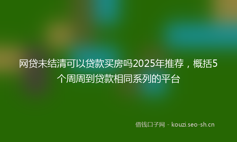 网贷未结清可以贷款买房吗2025年推荐，概括5个周周到贷款相同系列的平台