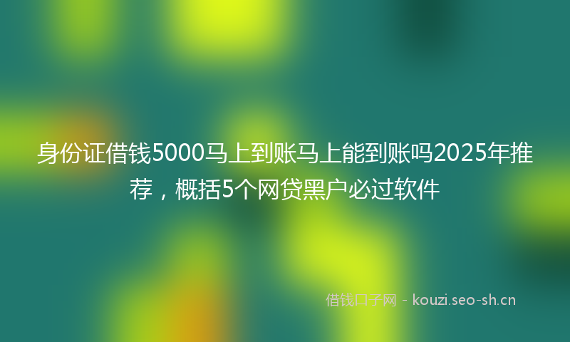 身份证借钱5000马上到账马上能到账吗2025年推荐，概括5个网贷黑户必过软件