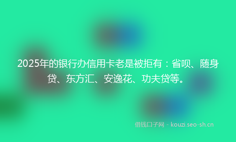 2025年的银行办信用卡老是被拒有：省呗、随身贷、东方汇、安逸花、功夫贷等。