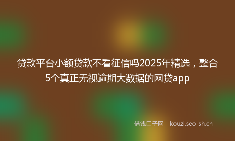 贷款平台小额贷款不看征信吗2025年精选，整合5个真正无视逾期大数据的网贷app