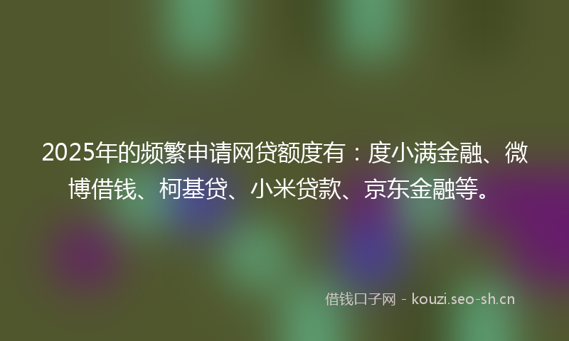 2025年的频繁申请网贷额度有：度小满金融、微博借钱、柯基贷、小米贷款、京东金融等。