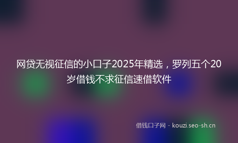 网贷无视征信的小口子2025年精选，罗列五个20岁借钱不求征信速借软件