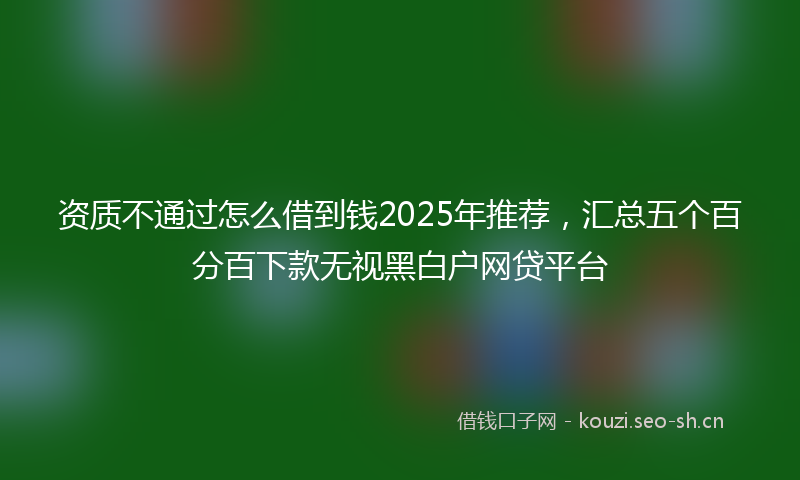 资质不通过怎么借到钱2025年推荐，汇总五个百分百下款无视黑白户网贷平台