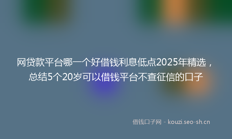 网贷款平台哪一个好借钱利息低点2025年精选，总结5个20岁可以借钱平台不查征信的口子