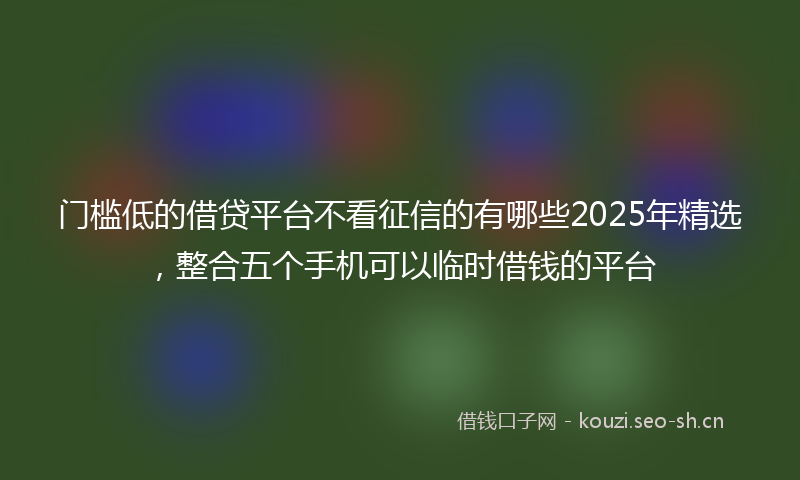 门槛低的借贷平台不看征信的有哪些2025年精选，整合五个手机可以临时借钱的平台